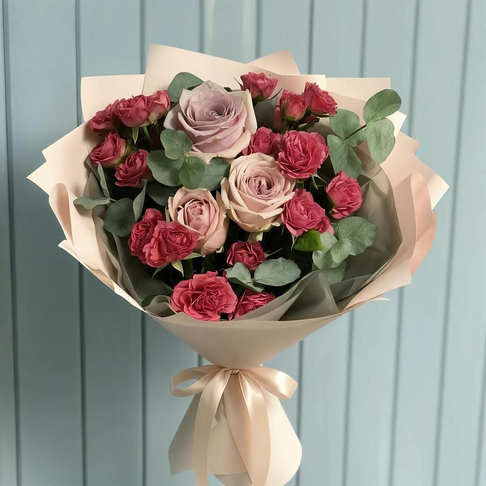 Букет цветов из: Гвоздики и Розы в Гиагинской