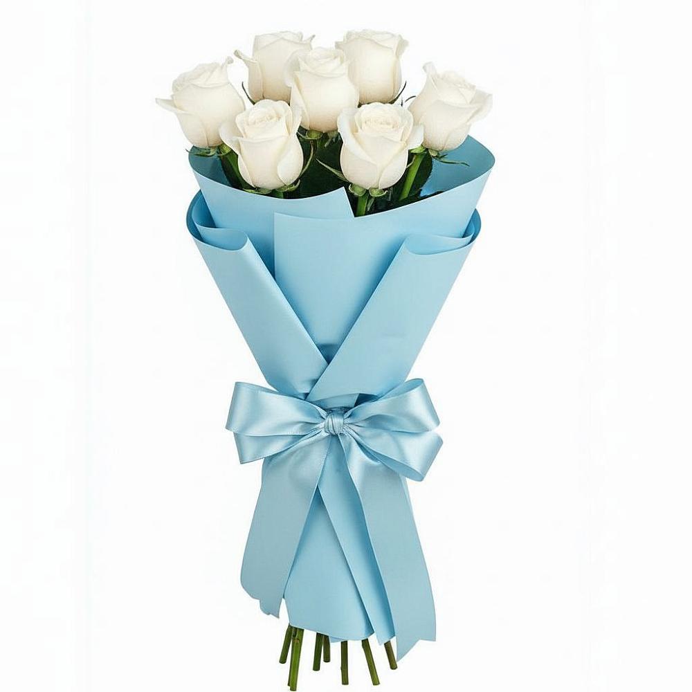 Букет 7 белых роз Проуд в Гиагинской
