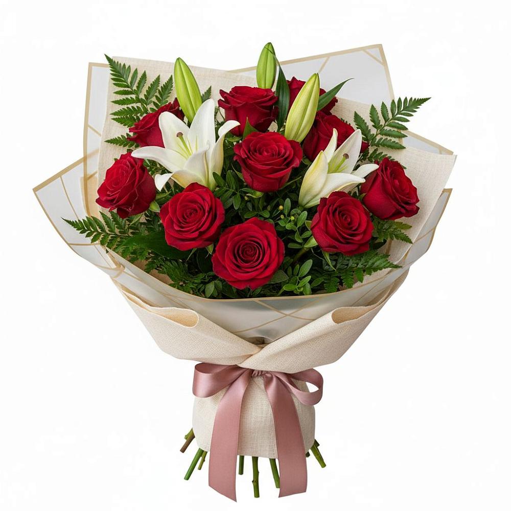 Букет цветов из: Лилии и Розы в Гиагинской