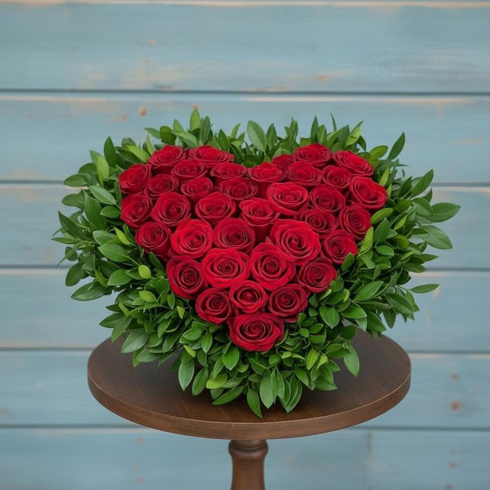 Цветочная композиция из Розы в виде сердца в Гиагинской