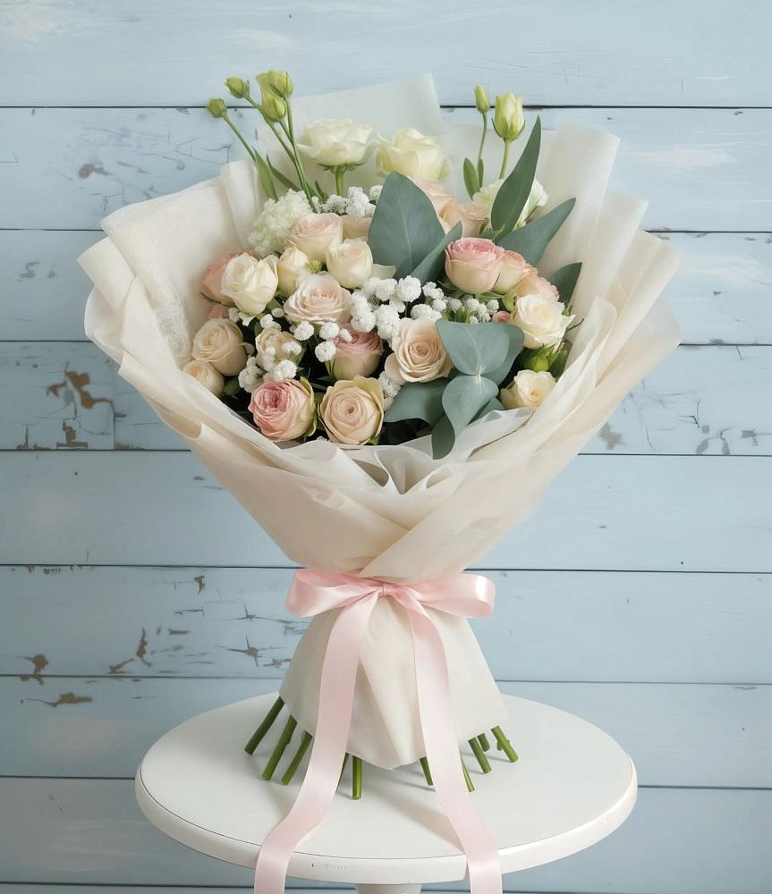 Букет цветов из: Розы и Лизиантусы в Гиагинской