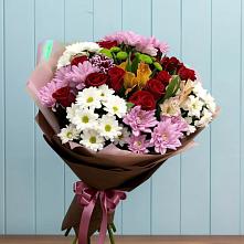 Букет цветов из:  Розы, Хризантемы и Альстромерии в Гиагинской