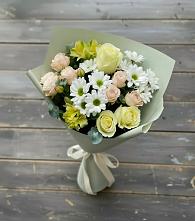 Букет цветов из:  Альстромерии, Розы и Хризантемы в Гиагинской